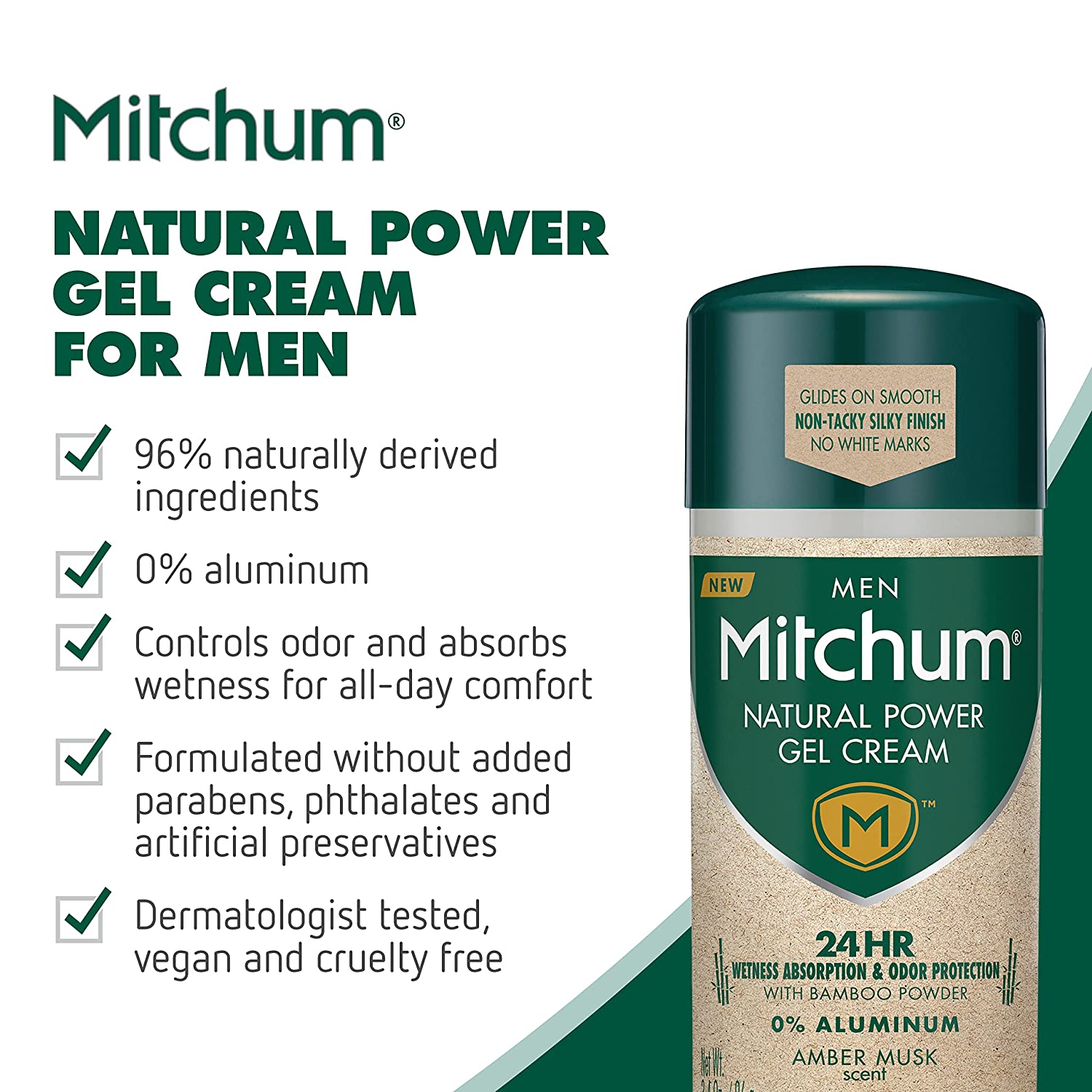 Men's Deodorant by Mitchum, Antiperspirant, Triple Odor Defense Gel Stick, 48 Hr Protection, Dermatologist Tested, Alcohol Free, Unscented, 3.4 Oz (Pack of 2) - Image 2